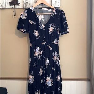 Floral and Black Maxi Dress